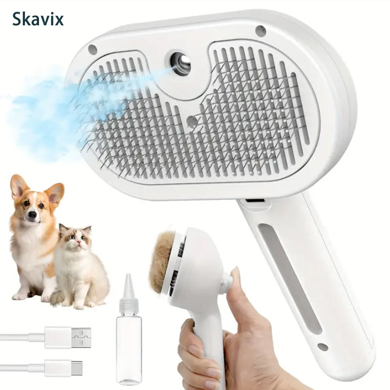 🐕🦺Natravor™ 3-in-1 Pet Steam Brush for Dogs, Cats - Rechargeable Deshedding Comb with Stainless Steel Bristles🎉