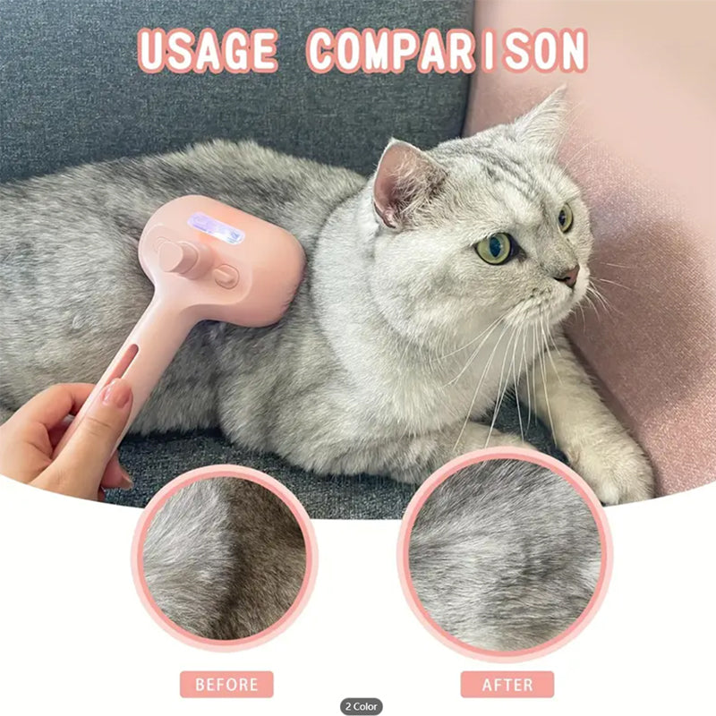 🐕‍🦺Natravor™ 3-in-1 Pet Steam Brush for Dogs, Cats  - Rechargeable Deshedding Comb with Stainless Steel Bristles🎉