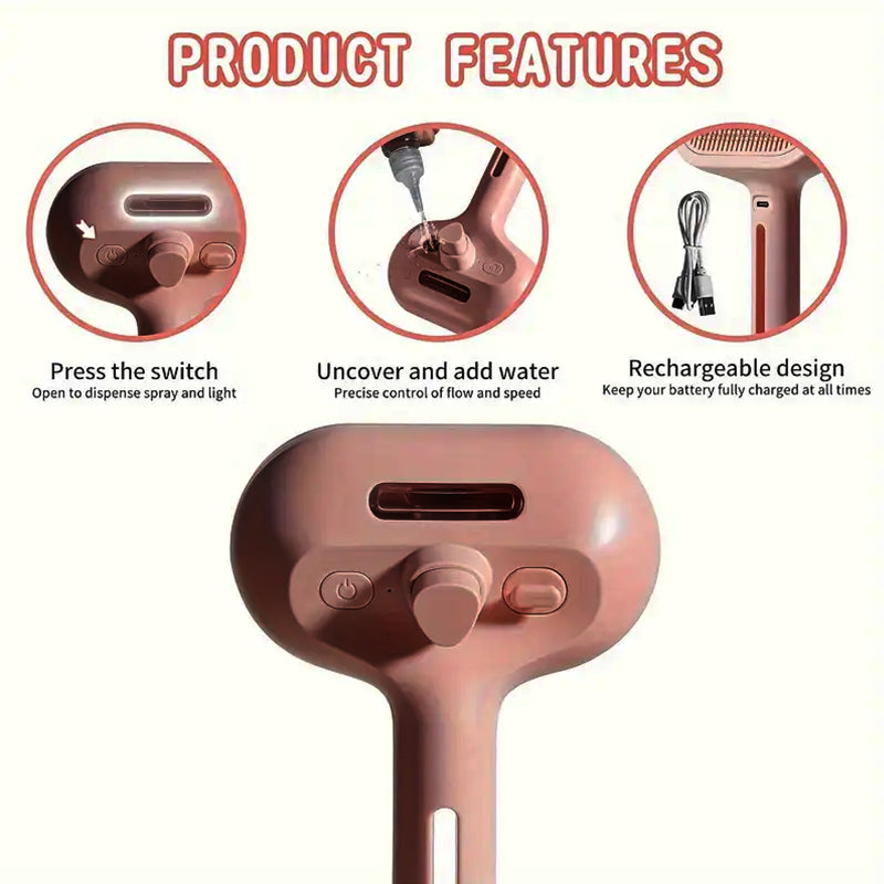 🐕‍🦺Natravor™ 3-in-1 Pet Steam Brush for Dogs, Cats  - Rechargeable Deshedding Comb with Stainless Steel Bristles🎉