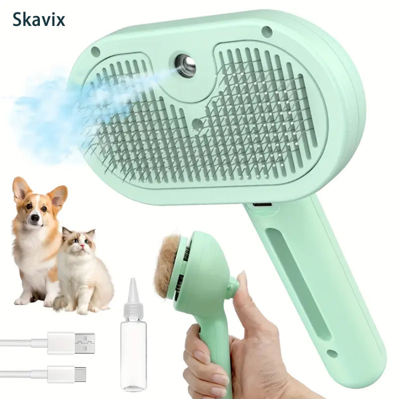 🐕‍🦺Natravor™ 3-in-1 Pet Steam Brush for Dogs, Cats  - Rechargeable Deshedding Comb with Stainless Steel Bristles🎉